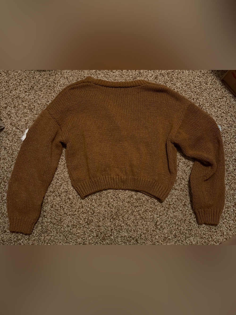 Cider Brown Cropped Floral Appliqué Cardigan - Picture 3 of 3